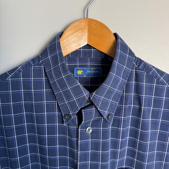 Jack Nicklaus Men's Long Sleeve Check Button Up Casual Dress Shirt Navy/Purple M - Picture 4 of 14
